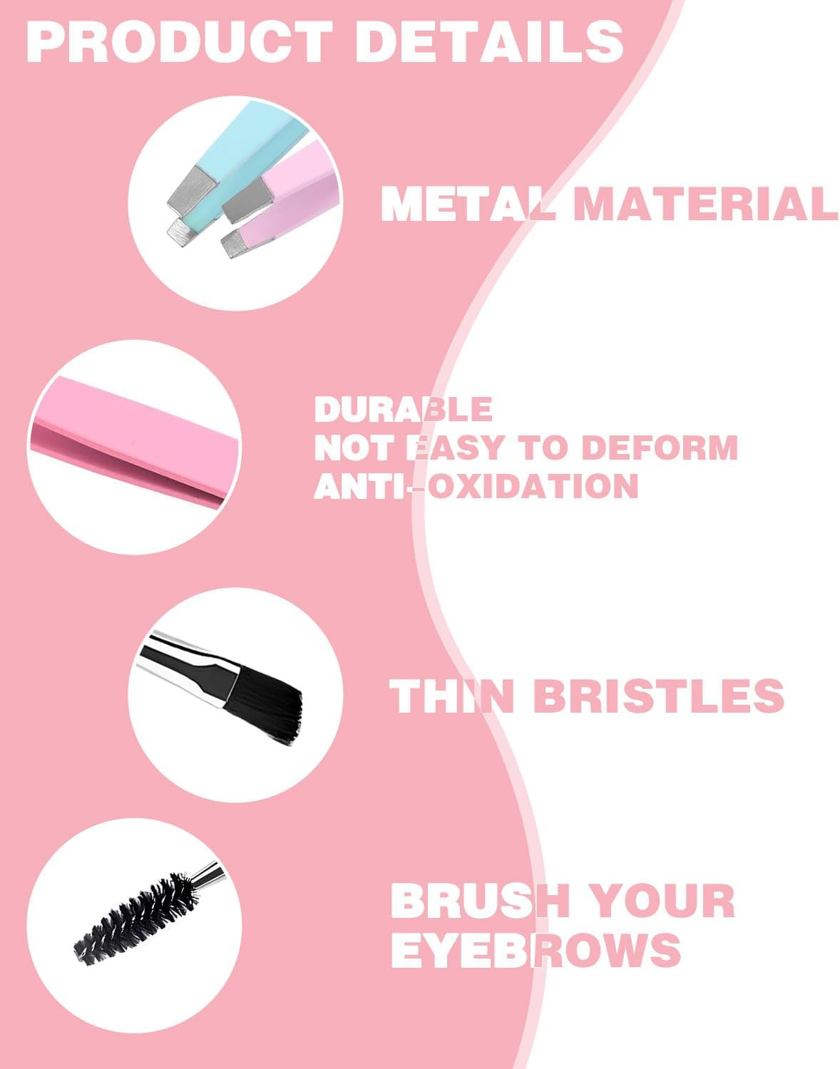 KEMUZ 6 Pieces Portable Tweezers, Professional Stainless Steel Tweezers, Eyebrow Plucking, Stainless Steel Tip Tweezers, Eyebrow Plucking, for Removing Blackheads, Ingrown Hair, Eyelashes