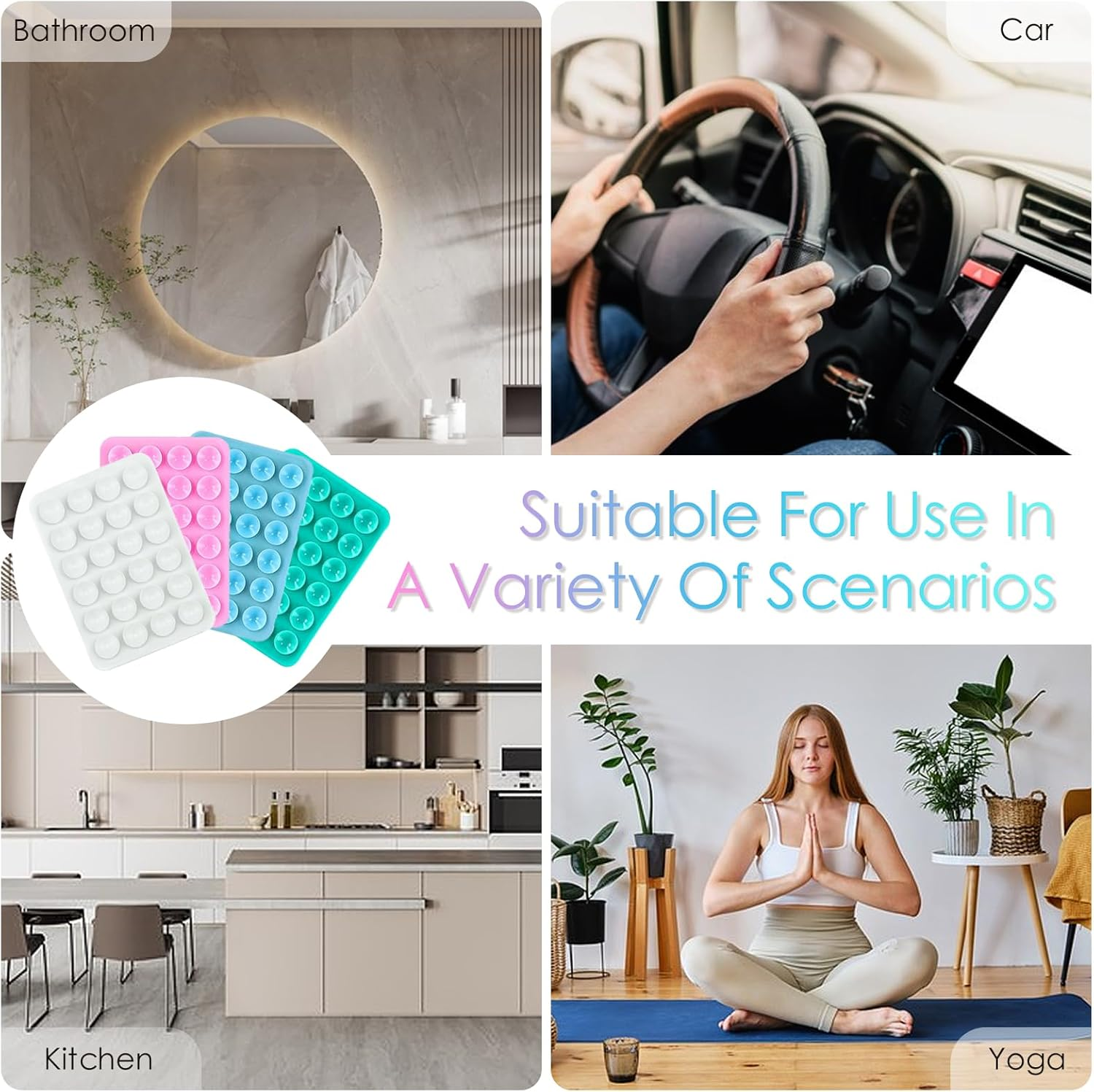 Bonlaer Silicone Suction Case, Anti-Slip Suction Phone Holder, Silicon Phone Stand for Selfies and Videos, Pack of 8 image number 3