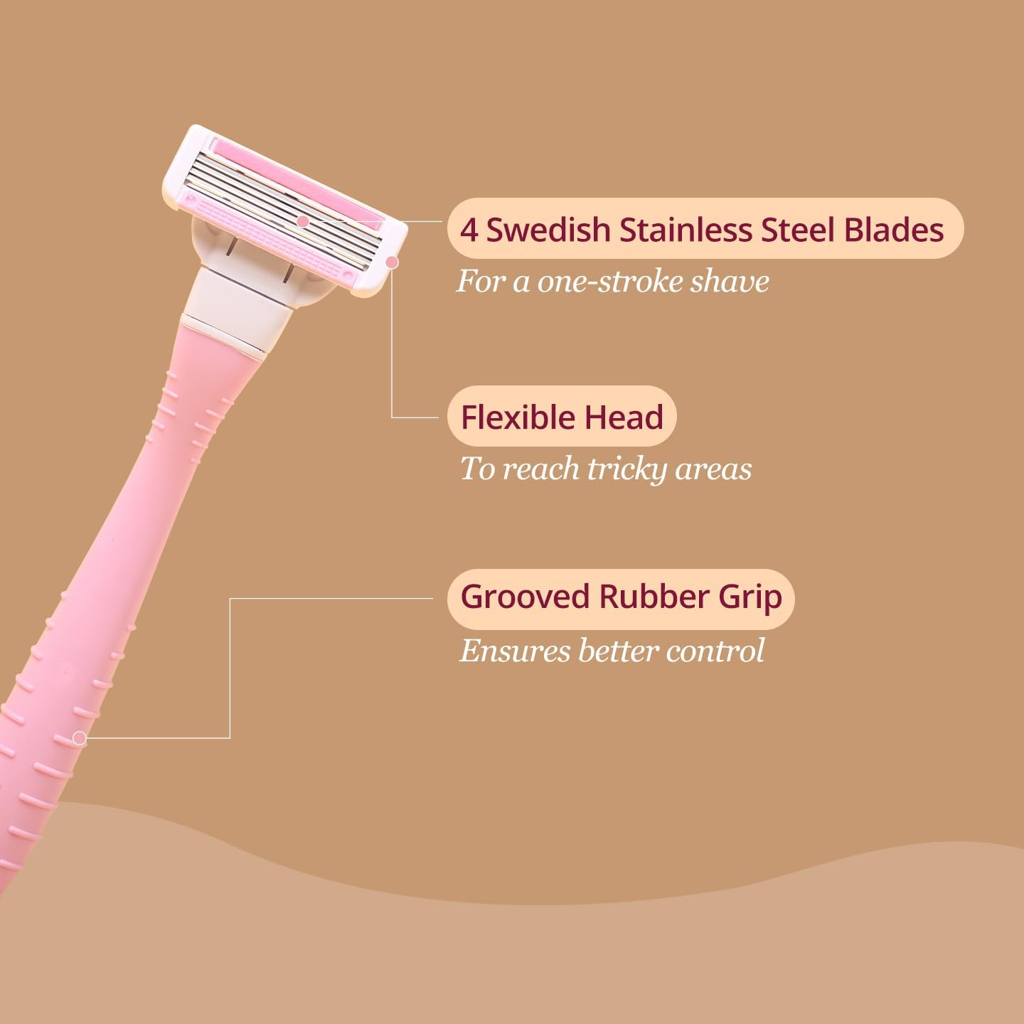 Carmesi Body Razor Skinsoft - Reusable - Pack of 1 | Aloe Vera & Vitamin C Moisture Strip for Smooth & Painless Hair Removal | Slip-Proof Rubber Grip | Soft & Silky Skin | Safe, Hygienic, & Economical image number 3