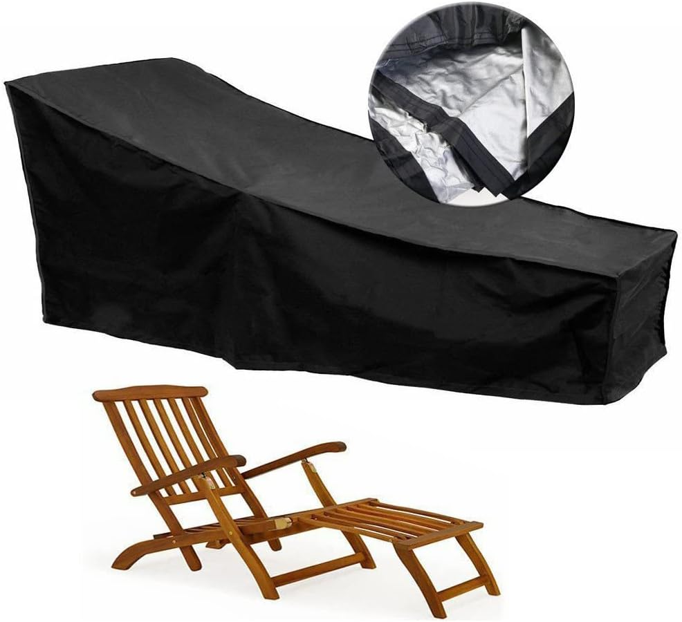 Chaise Lounge Cover with Storage Bag, Generic Waterproof Patio Recliner Cover, Sun Lounger Cover, Windproof Anti-Uv Dust-Proof Garden Sun Lounger Cover, Outdoor Patio Sunbed Beach Recliner Cover (1) image number 5