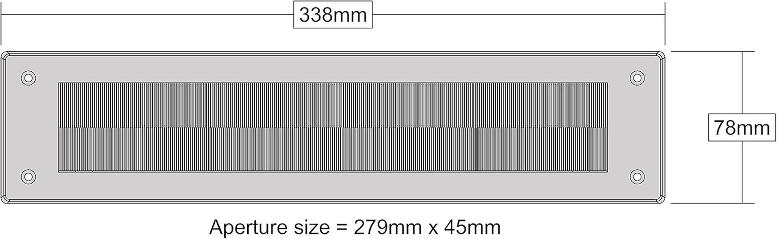 Stormguard 06SR0170000BL Metal Letter Box Brush Cover Black, External Size 335Mmx75Mm image number 1