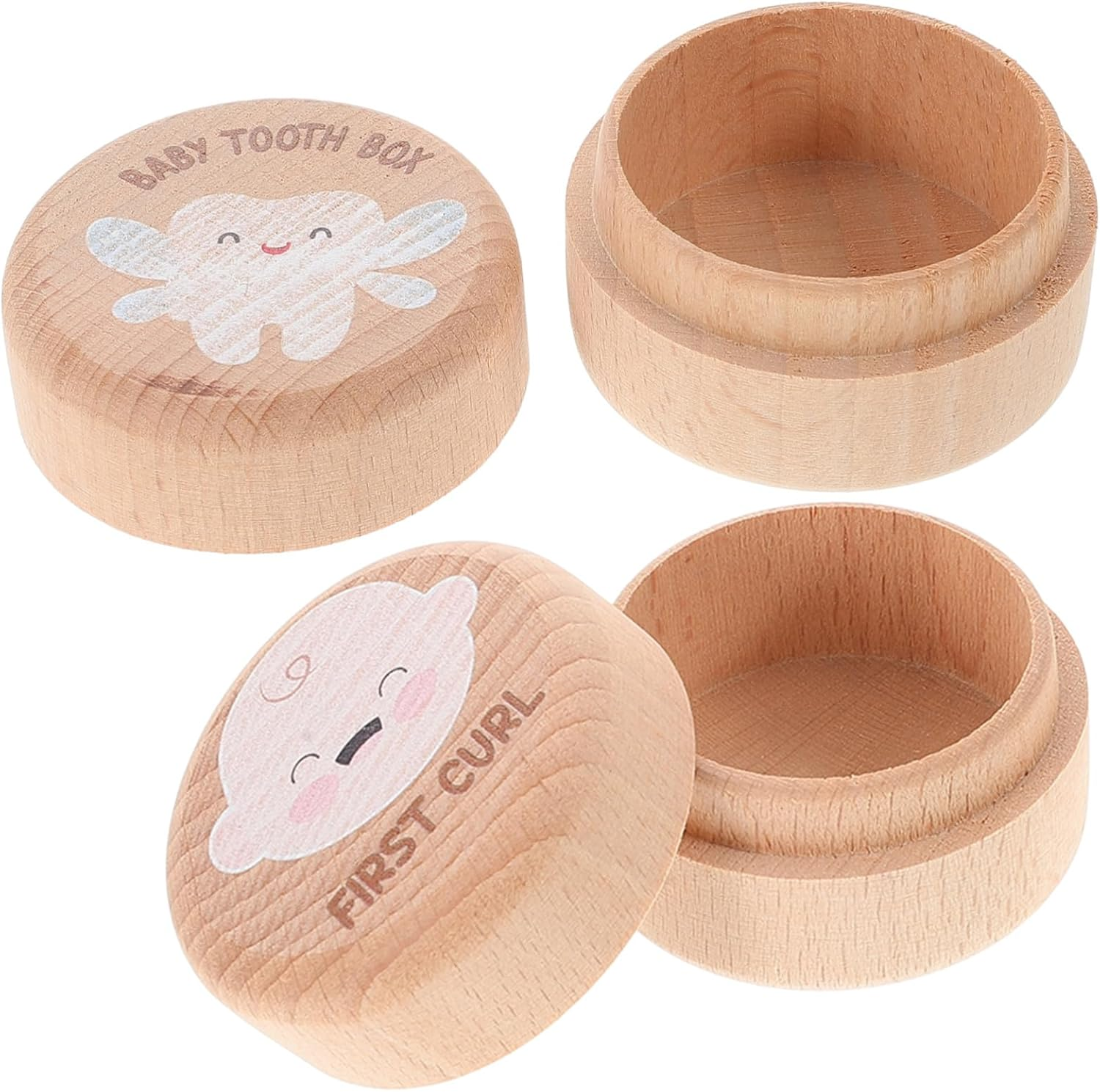 GLEAVI 2Pcs Wooden Tooth Keepsake Box Cute First Lost Teeth Box for Boys and Girls image number 4