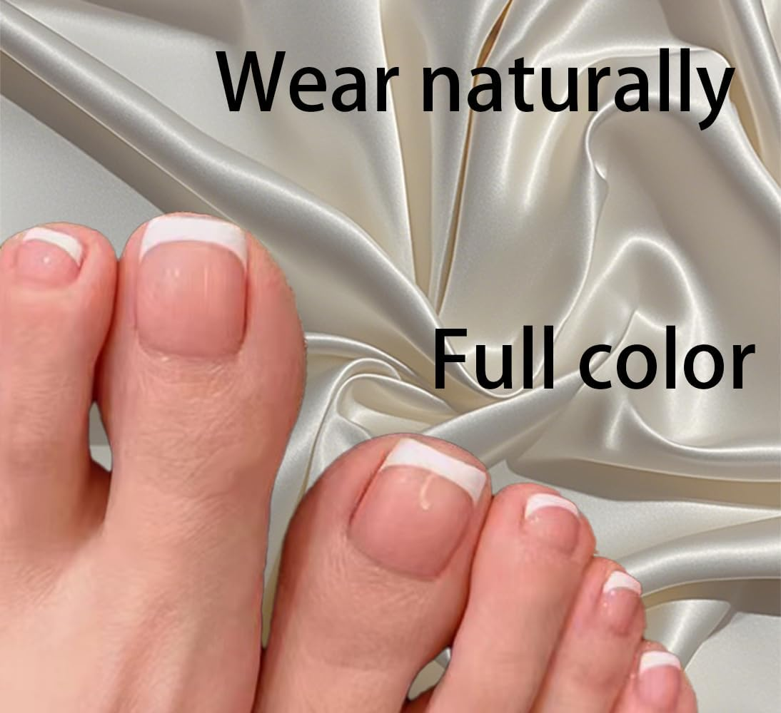 Sandanfine French Simple Toenails, Suitable for All Kinds of Shoes, Pressure Toenails, Preferably Gel Toenails, Reusable Toenails
