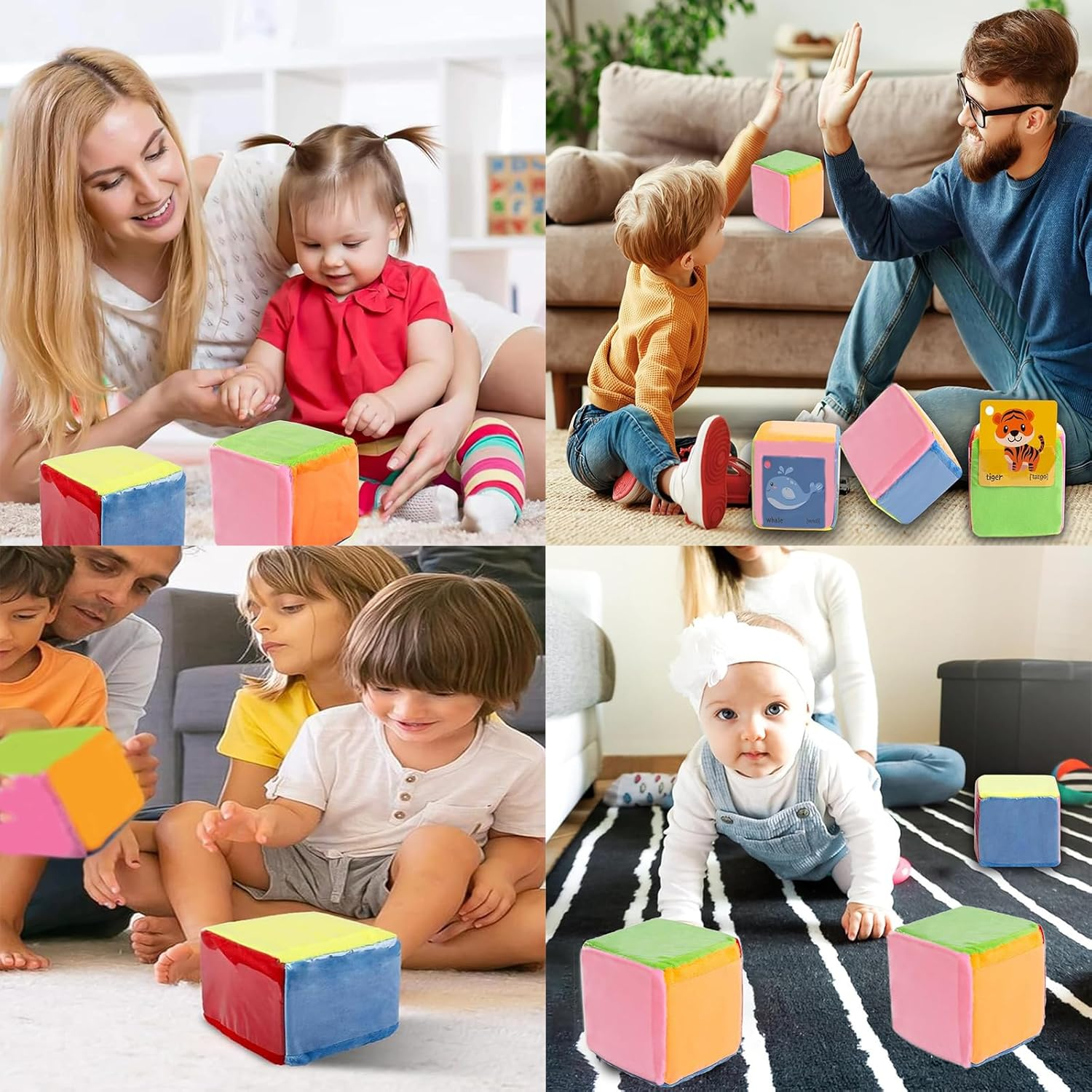 Wtpin Pack of 2 Pocket Cubes, Dice with Pockets for Nursery, Colourful Cube with Pocket Pockets, 10 Cm Pocket Cube, Large Colourful Cube, Children'S Learning Cube for Nursery (10 X 10 Cm) image number 5