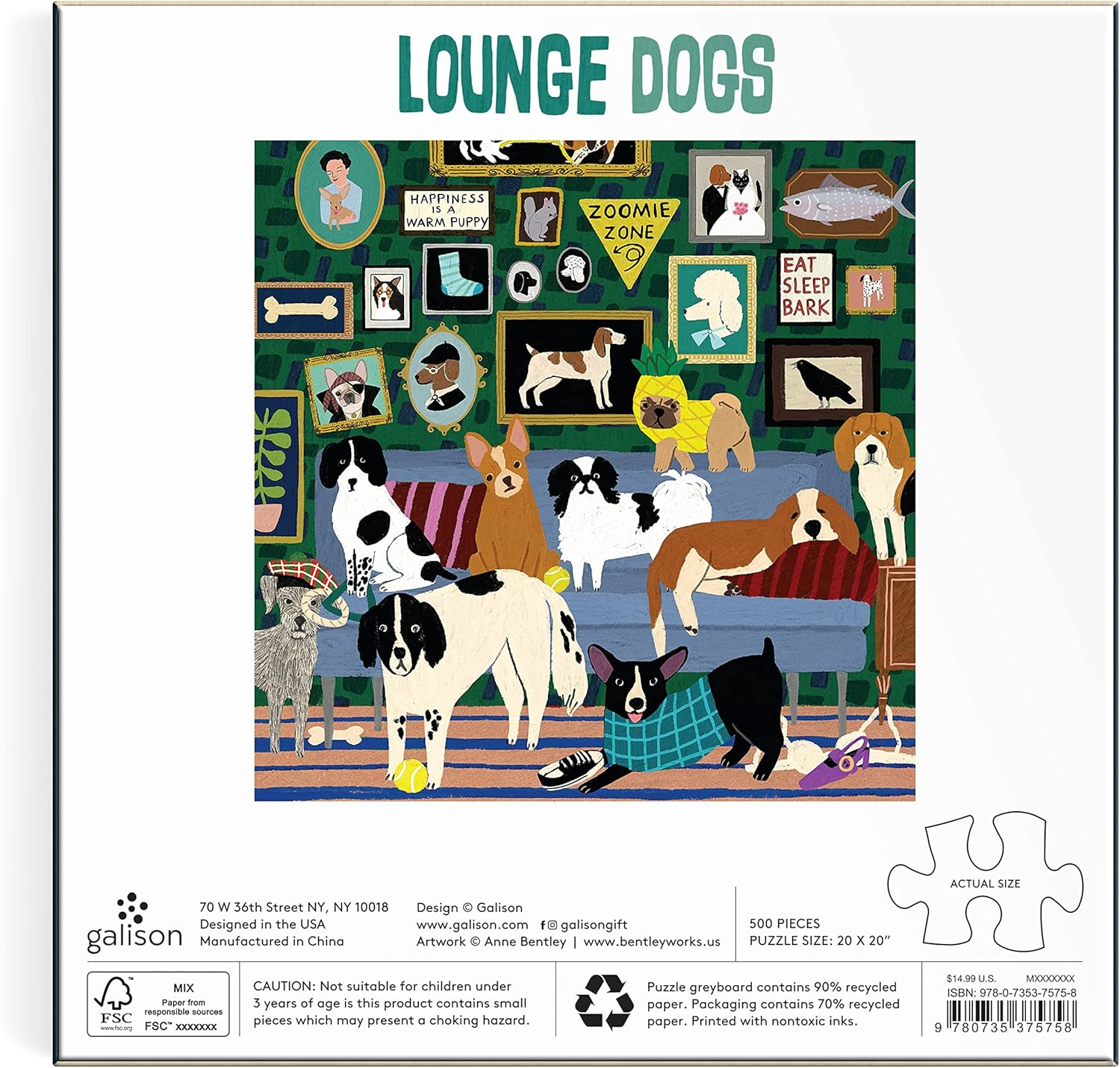Galison Lounge Dogs 500-Pieces Jigsaw Puzzle image number 4