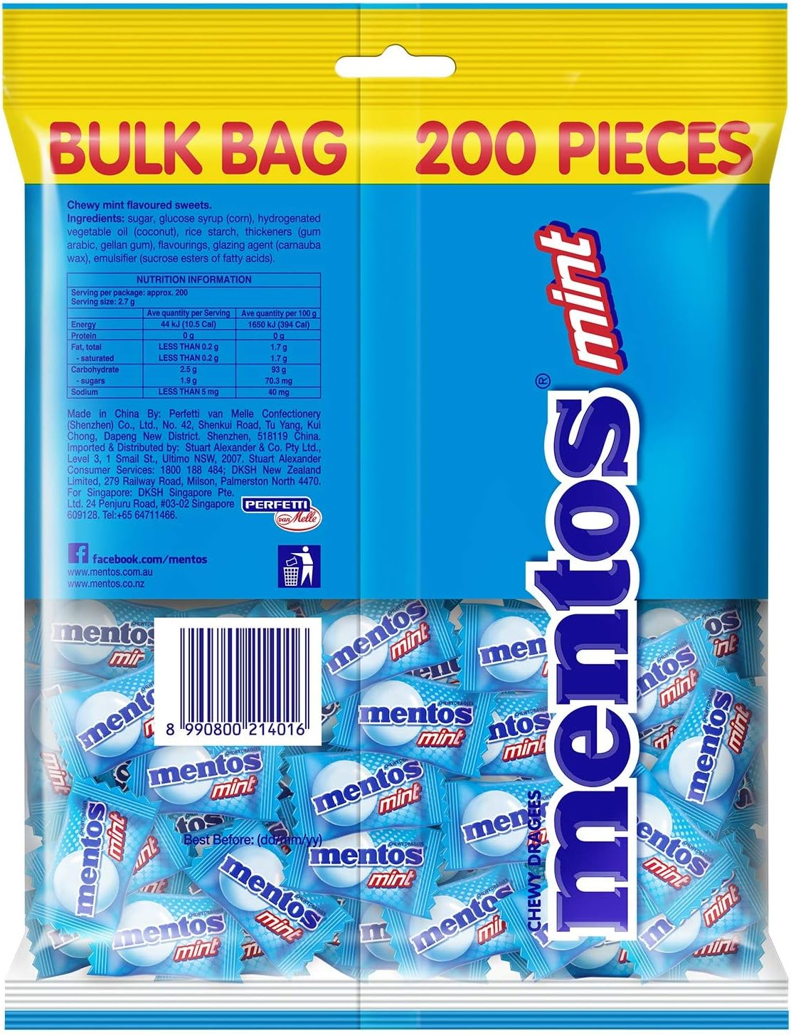 Mentos Mint Candy Pillowpack, Minty Freshness and Enjoyable Chew, 540G image number 2