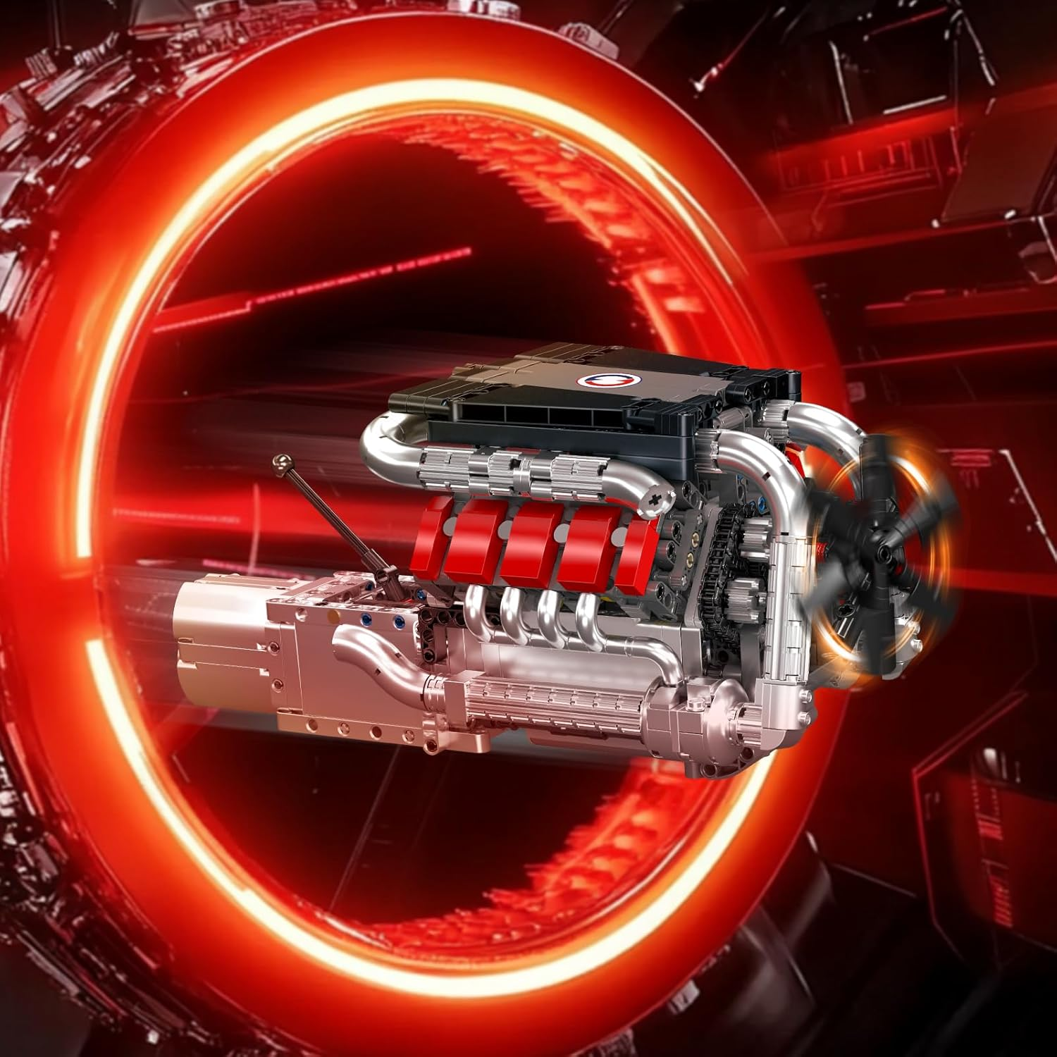 Mould King 10203 Technik V8 Engine Building Blocks Sets - Build Your Own V8 Engine with Gearbox for Adults, Car Engine Building Engineering Toys for Kids/Adults Collections(1169+ Pieces) image number 4