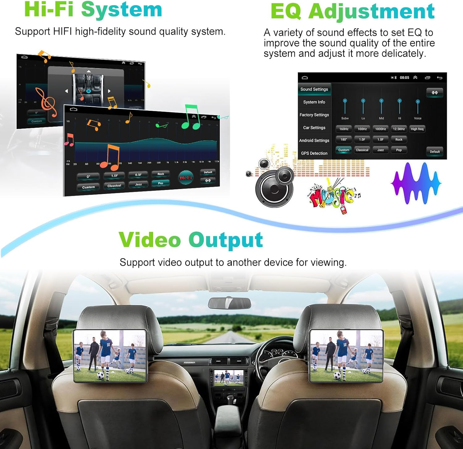 Podofo 2+64G Car Stereo for Jeep Wrangler Dodge Chevrolet RAM 1500 Android Radio with Wireless Apple Carplay, 7" Touchscreen Stereo with Wifi, GPS, RDS/FM Radio, Bluetooth + Backup Camera & Mic image number 5