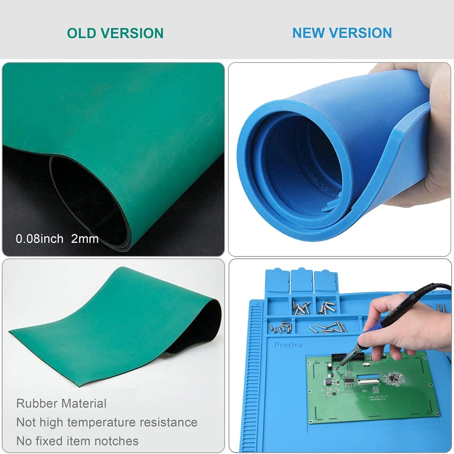 Anti-Static Soldering Mat Preciva 500℃ Heat-Resistant Magnetic Multi-Purpose Work Station Pad for Soldering Brazing Phone Watch Repair (40 X 30 Cm) image number 2