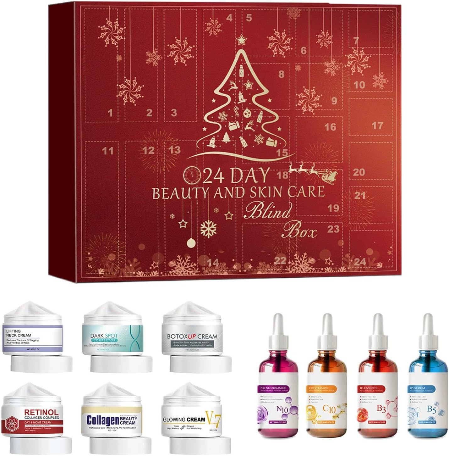 Skincare Advent Calendar - Beauty Advent Calendar | 2024 Beauty Advent Calendar | Christmas 24 Days Beauty Countdown Calendar - Christmas Surprise Beauty Advent Calendar Christmas Makeup Kit image number 2