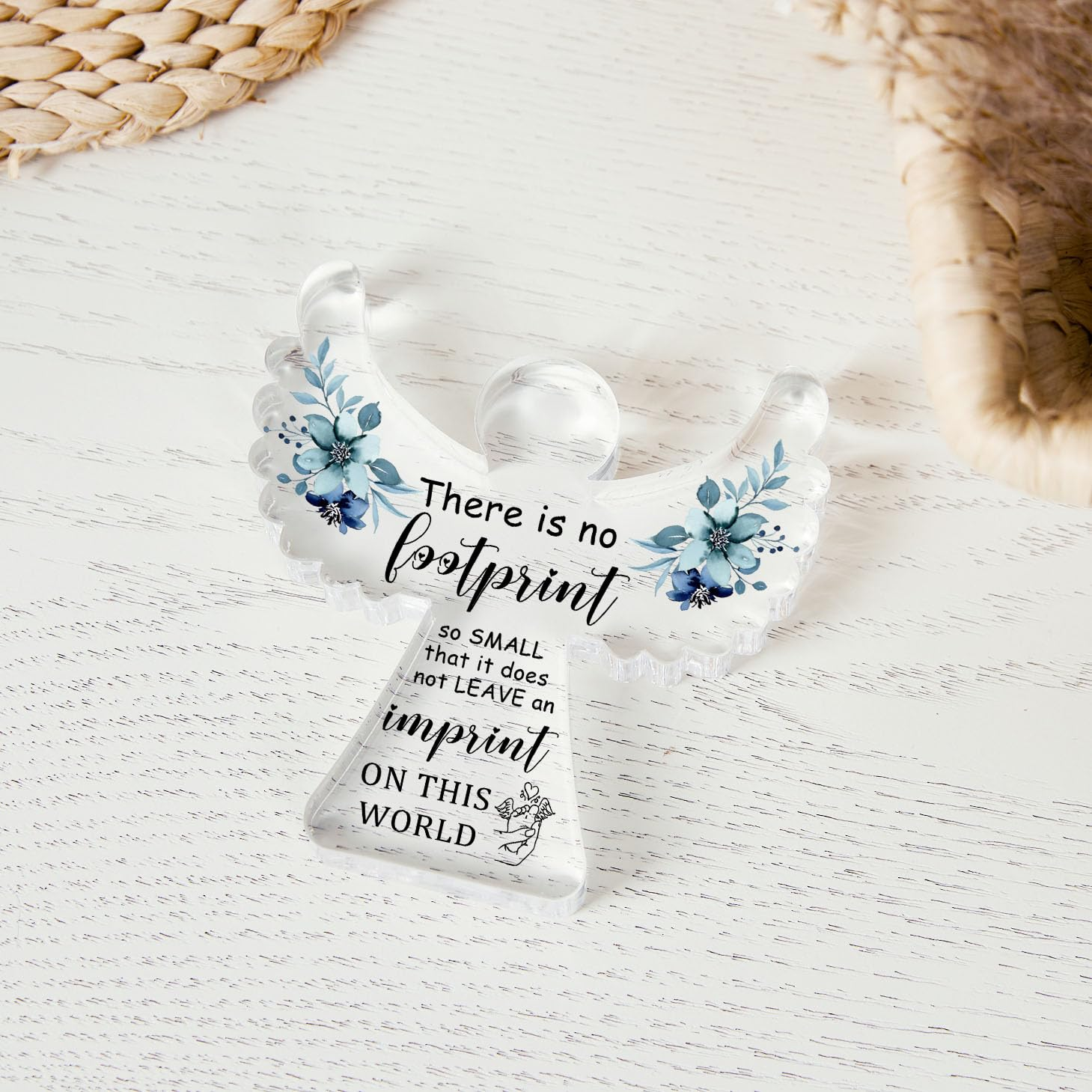 Sympathy Gifts, Miscarriage Gifts for Mothers, Remembrance Gift, Remember Me Grieving Present, Baby Footprint Memorial Angel Acrylic Decor, Funeral in Memory of Loss of Baby, Infant Loss Sympathy Gift image number 4