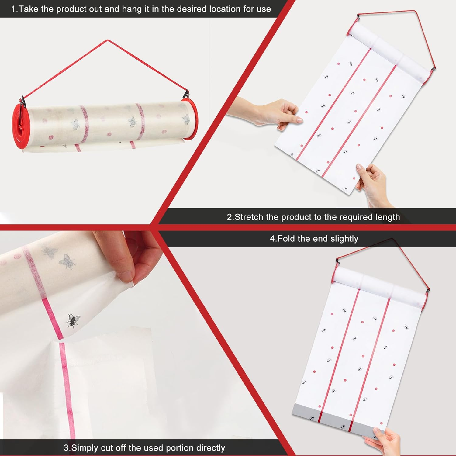 Fly Trap Sticky Paper Roll &ndash; Set of 2 Extra Long & Wide Fly Paper Rolls for Indoor & Outdoor Use &ndash; Fly & Bug Trap for Home, Farm, Garden, Plants &ndash; Safe, Effective, Easy-To-Use Pest Control image number 3