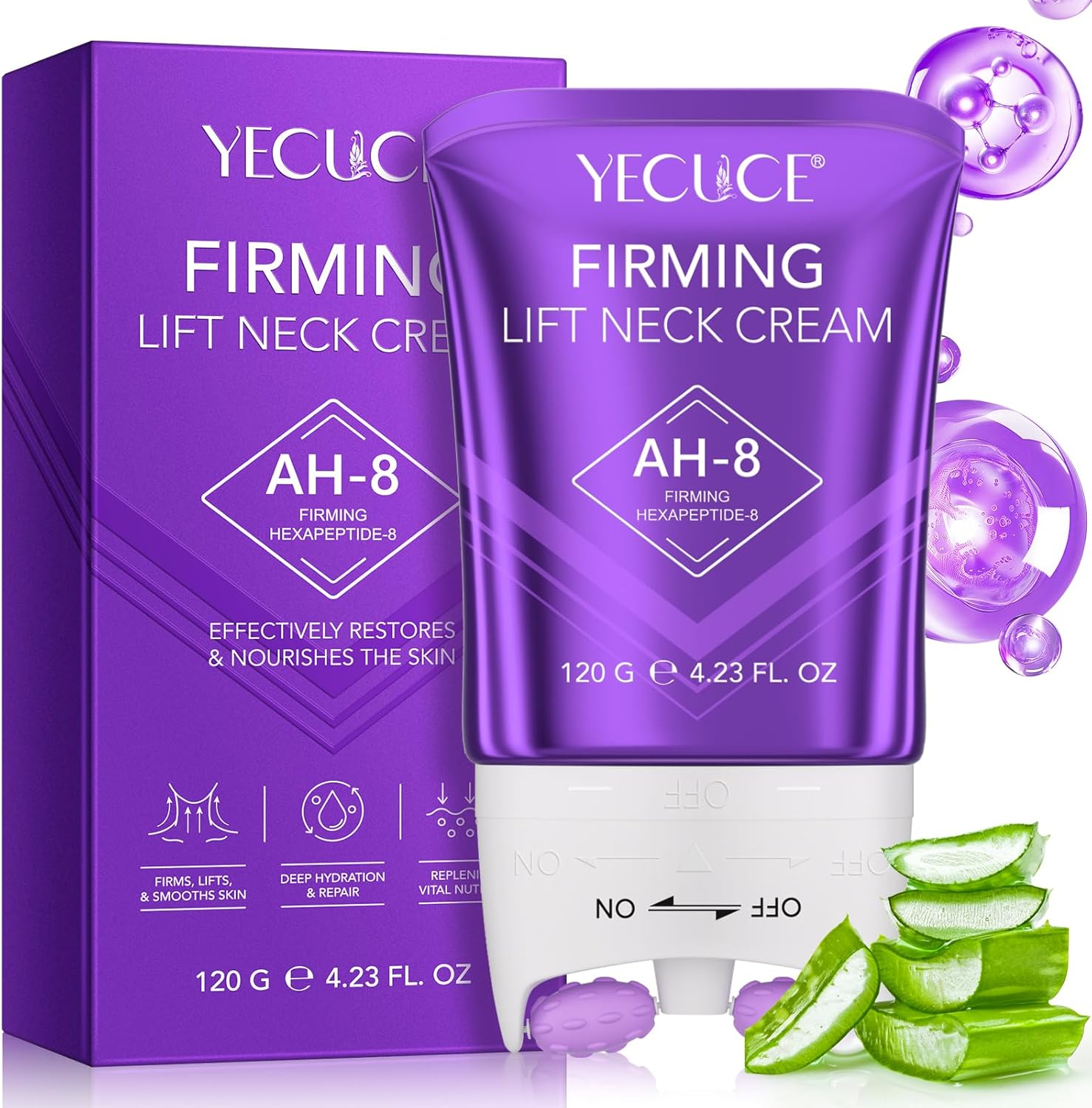 AH8 Firming Neck Cream | AH-8 Hexapeptide Formula | Tightens, Lifts & Moisturises | Skin Repair Lotion for Neck & Chest | Cosmetic Anti-Ageing Skin Care | 120G image number 2