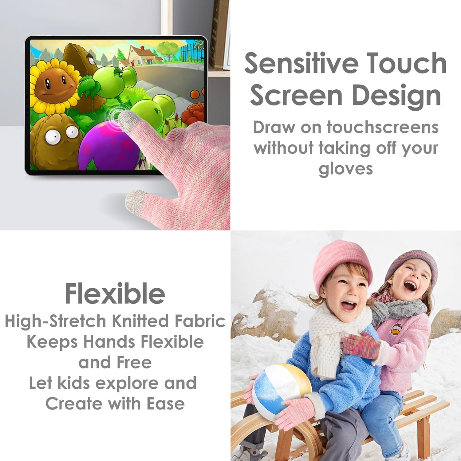 LOKZEER Kids Winter Hat Gloves Scarf Set: Warm Fleece Lined Beanie Hat Knit Gloves & Neck Warmer for Boys and Girls Ages 5-10 Children image number 6