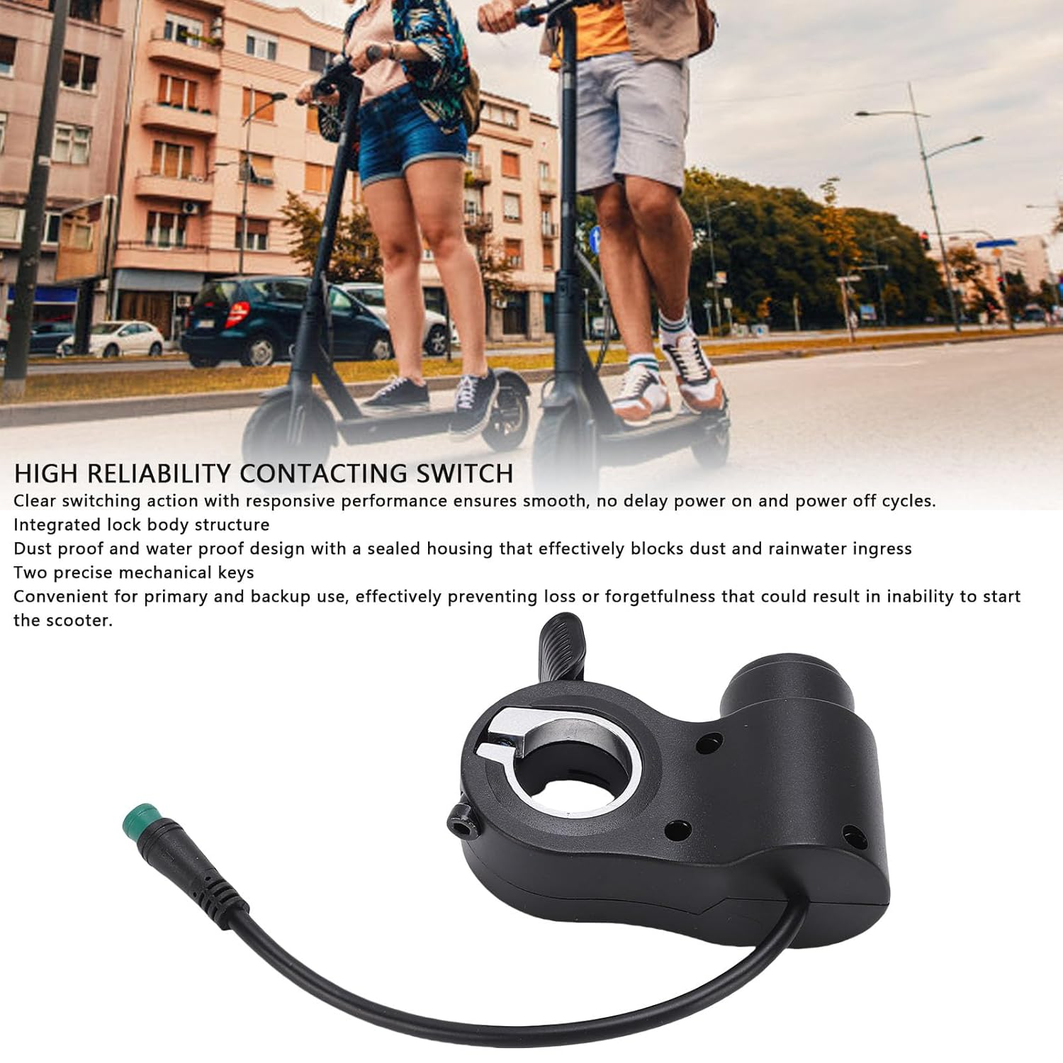 XUXHOU Ignition Switch, Water Proof Fast Response Electric Scooter Ignition Switch Lock with 2 Keys Fit for Kukirin G2 Pro image number 3