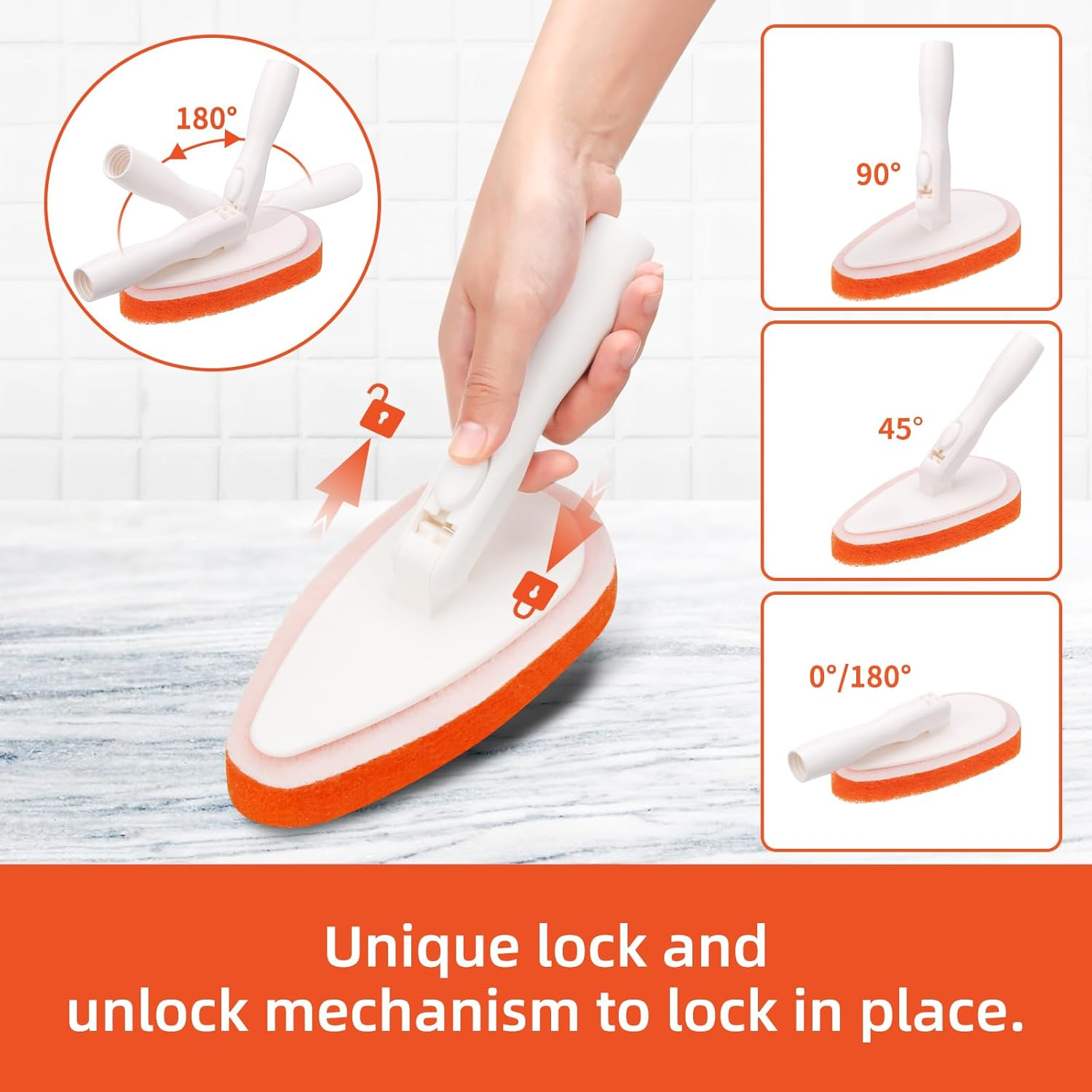 Qaestfy Shower Bathtub Tub Tile Scrubber Cleaning Brush with 51'' Handle, 5 Non-Scratch Scouring Pads, Adjustable Long Handled Scrub Brush for Cleaning Shower Bathroom Vessel Sinks Wall Floor, QAE027 image number 2