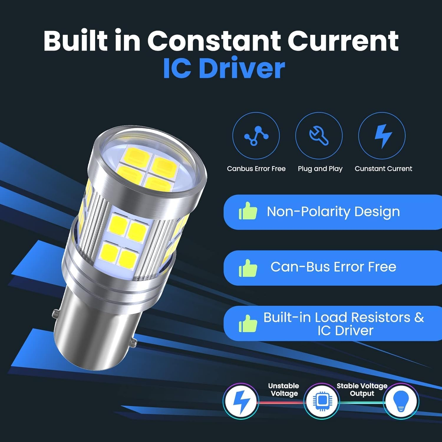 Lamptobe P21W 1156 Ba15S LED Bulb 6000K White 6W Super Bright 24-SMD 2838 Chipsets DC 10-24V LED Light Bulbs for RV Interior Lights Auto Backup Reverse Light Tail Turn Signal Position Lights 2PCS