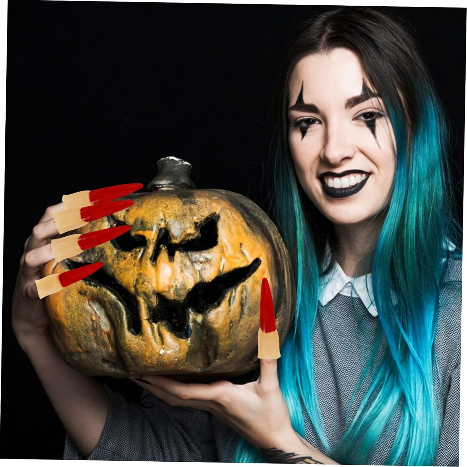 Reusable Halloween Witch Finger Fake Finger Prop Red Large Nail, Multi-Function Decorative Rubber Halloween Accessory for Party Costume and Festival image number 2