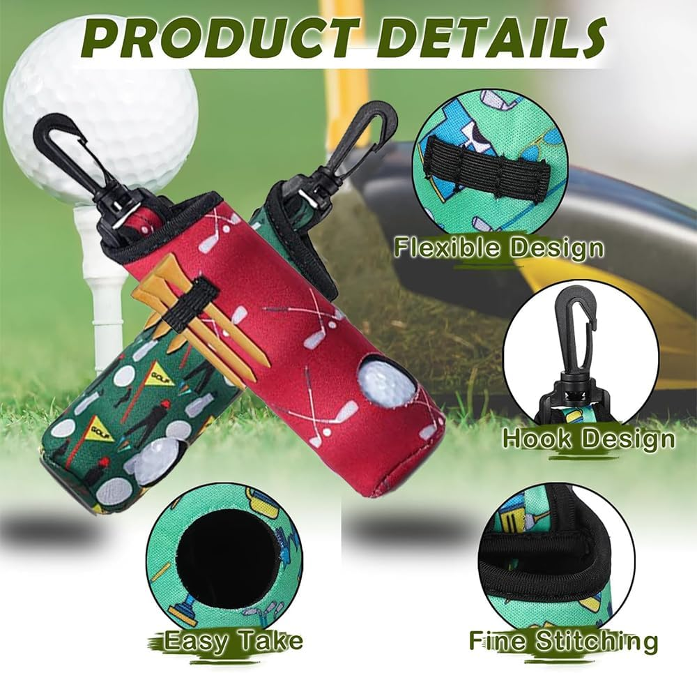 4 Pieces Golf Ball Tee Holder Neoprene Pouch Golf Ball Carry Bag Multicolor Portable Accessories for Man Woman. image number 5