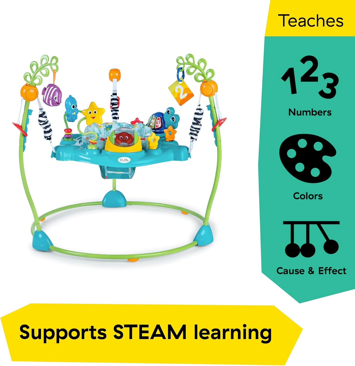 Baby Einstein Ocean Explorers Curiosity Cove 2-In-1 Educational Activity Jumper and Floor Toy, Max Weight 25 Lbs., Ages 6 Months+, Unisex image number 3