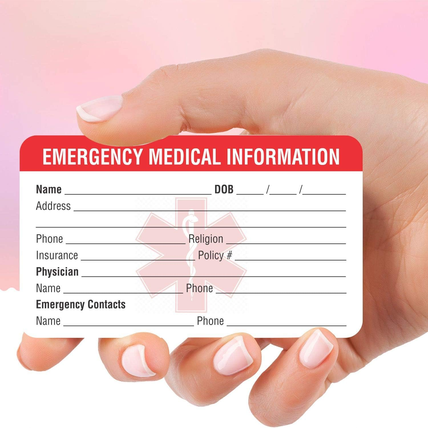PARTH Impex Emergency Medical Information ID Card (Pack of 25) 3.5" X 2" round Corner 700 GSM Thick Card Stock image number 3