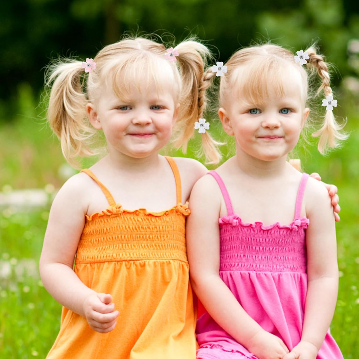 Ziyonix Set of 30 Mini Diamond Hair Clips Set, Mini Pearl Hair Clips, Floral Pearl Clips, Flowers, Decorative Hair Clips for Everyday Party, Wedding (White, Pink) image number 6