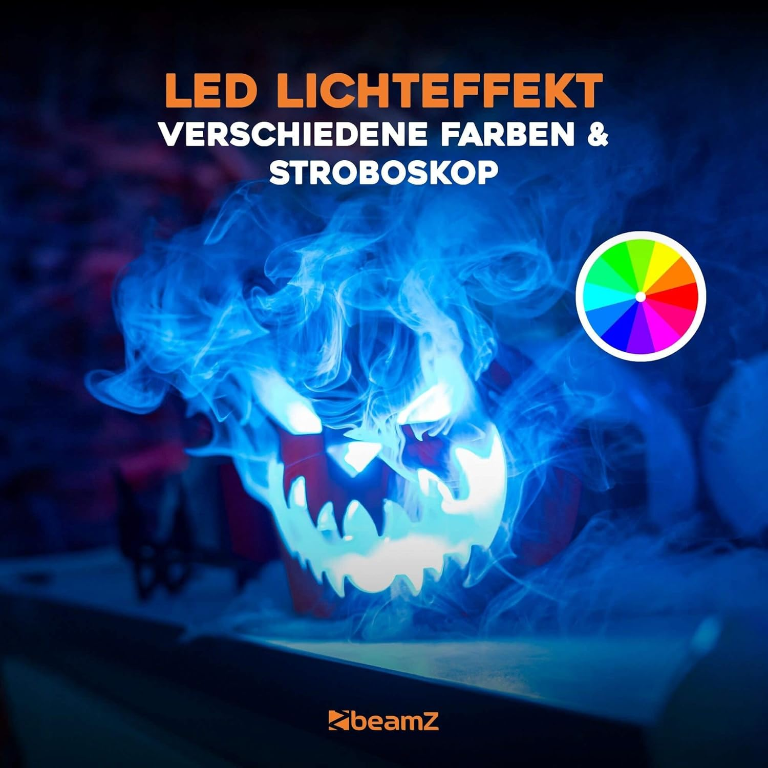 Beamz S553L Fog Machine Halloween Decoration with LED Pumpkin Head - 550 Watt Smoke Machine with 250 Ml Liquid, 2-In-1 with Halloween Pumpkin Decoration image number 3