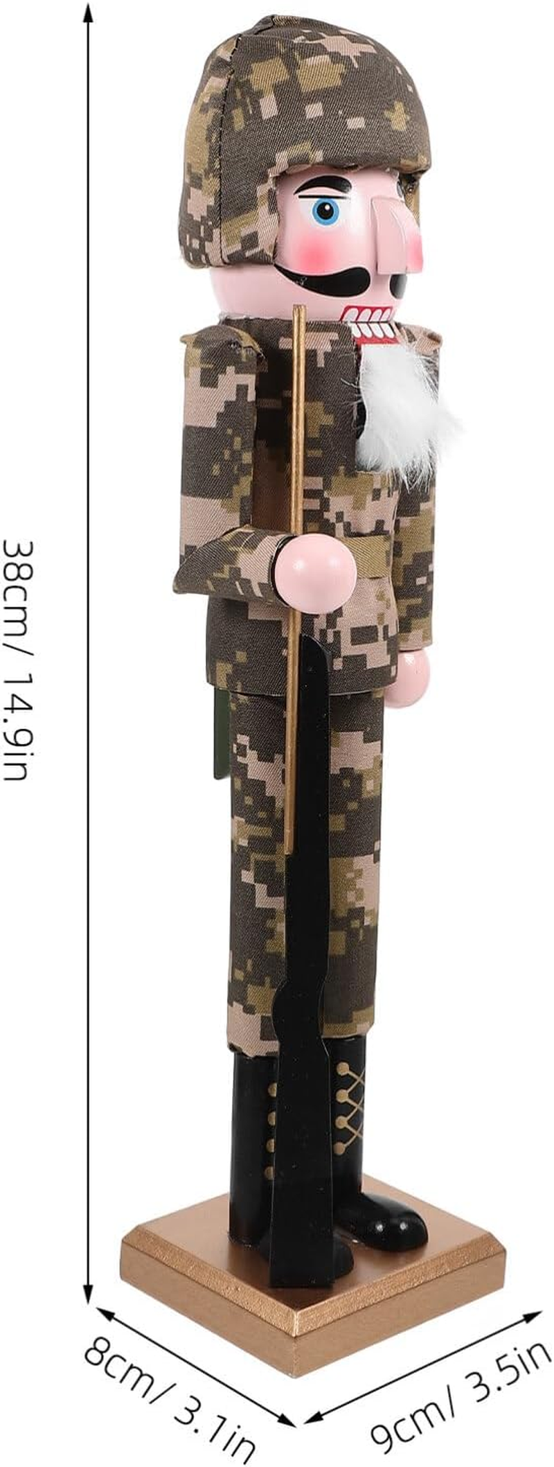 MAGICLULU Christmas Nutcracker Soldier Decor Traditional Wooden Nutcracker Figure Camouflage Soldier Design Unique Holiday Decoration for Home Weddings and Festive Celebrations image number 3