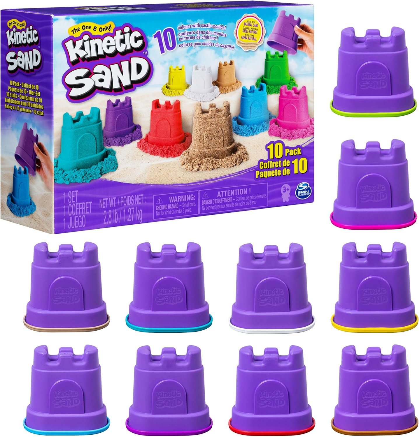 Kinetic Sand, Castle Containers 10-Color Pack Colored Sand Toys for Kids Aged 3 and Up image number 4