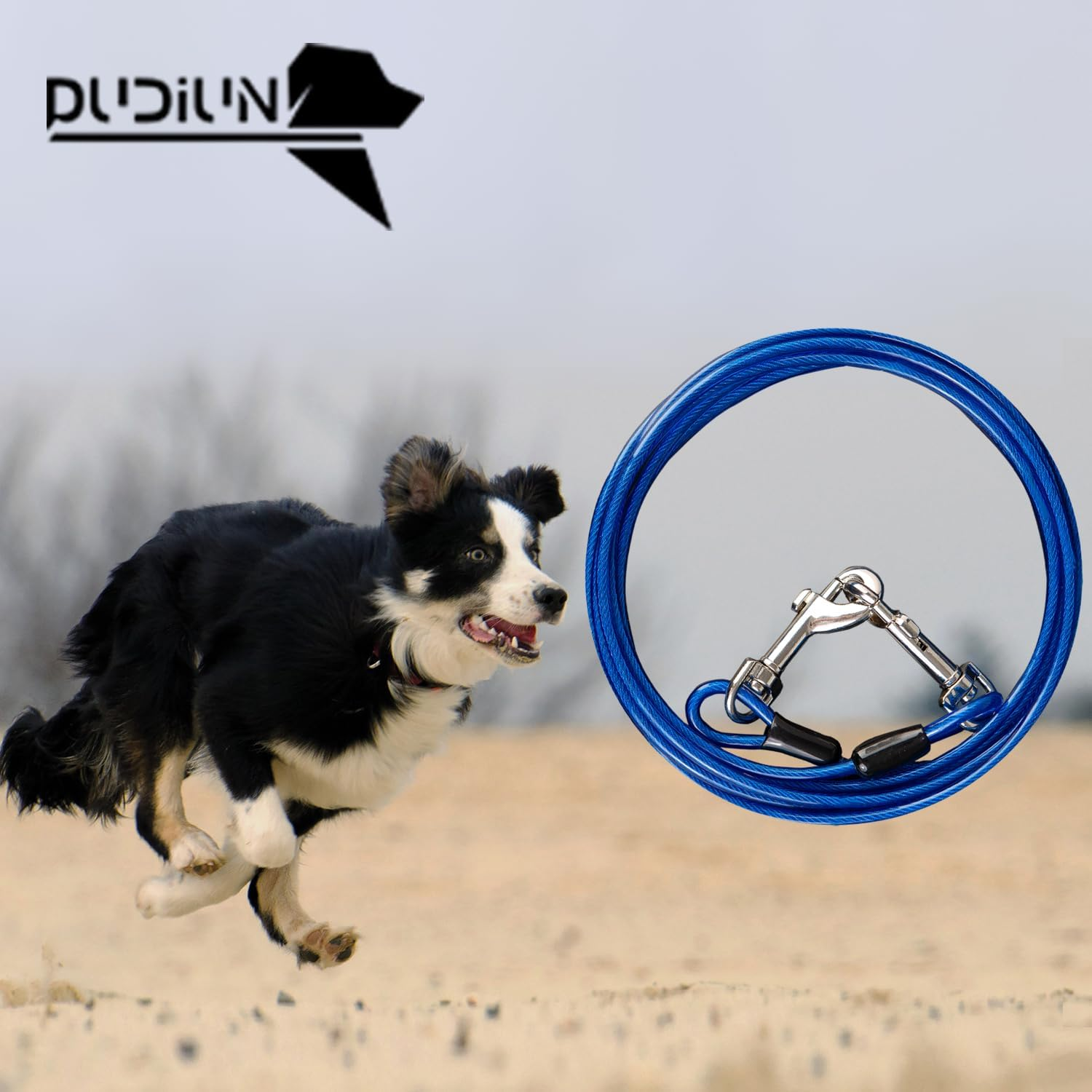 10Ft Tie Out Cable for Dogs up to 350LBS - Rust Proof Training Cable for Yard and Camping