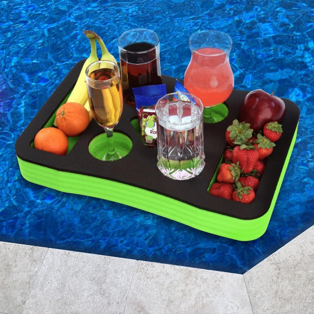 Polar Whale Large Floating Spa Hot Tub Bar Drink and Food Table Red and Black Refreshment Tray for Pool or Beach Party Float Lounge Durable Foam 23.5 Inches 9 Compartment UV Resistant