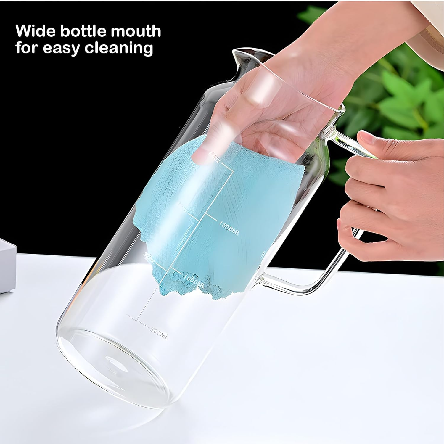 Glass Pitcher with Lid and Spout 2 Liter, Ekvinor Water Pitcher for Fridge, Glass Carafe for Hot/Cold Water, Large Iced Tea Pitcher for Coffee, Juice and Homemade Beverage image number 2