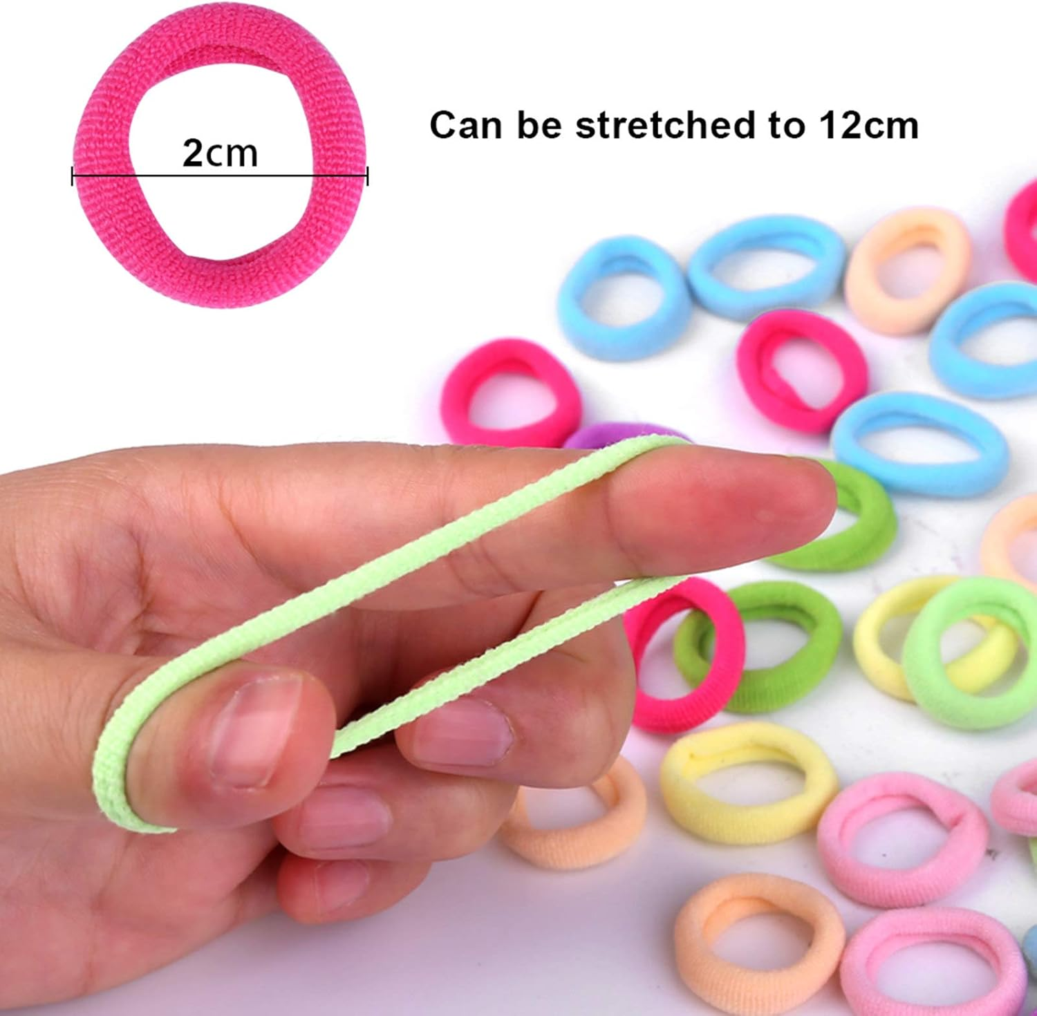 Mini Hair Bands for Girls, Zingso Colored Soft Small Tiny Elastic Hair Ties Rubber Bands Hair Bands Ponytail Holders for Baby Kids Girls (Colourful (100PCS))