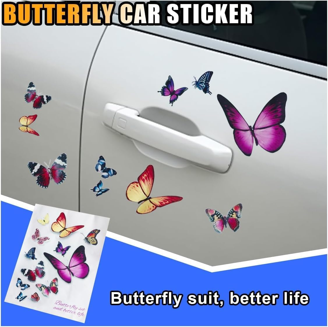 Butterfly Car Stickers and Decals, Waterproof Vinyl Bumper Sticker for Auto Vehicle Personalization, 3 Styles with Easy Application and Removable Adhesive - Ioklin image number 4