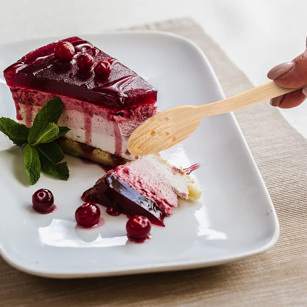 Bamboo Cutlery Set Napkins-58 Pack Individually Wrapped (6.7" 58 Spoons 58 Forks 58 Knives 58 Napkins) Disposable Travel Dinnerware Compostable Biodegradable Fork Knife Spoon and Napkin image number 6