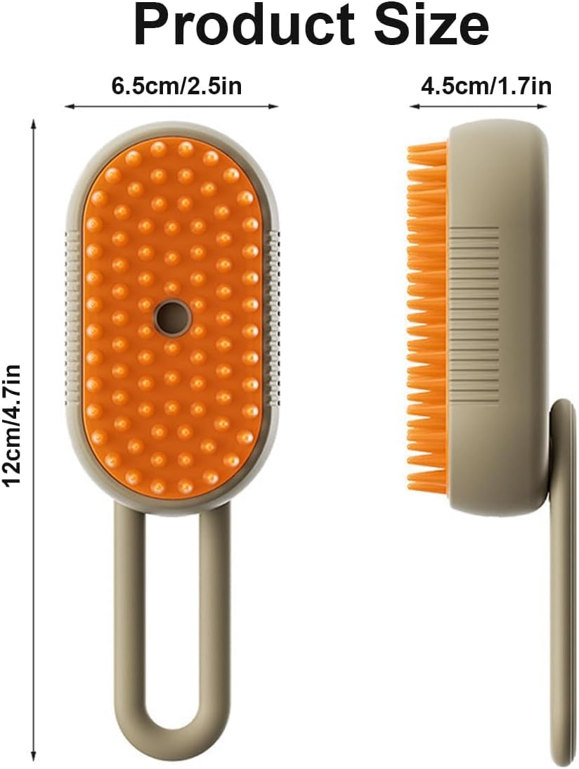 Cat Steam Brush, 3 in 1 Cat Steamy Brush, Steamy Silicone Massage Grooming Brush for Cat and Dog, Steamer Brush for Massage, Tangled and Hair Loss Remover for Cats and Dogs Grooming Tool (2Pcs, White + Cream Coffee ) image number 5