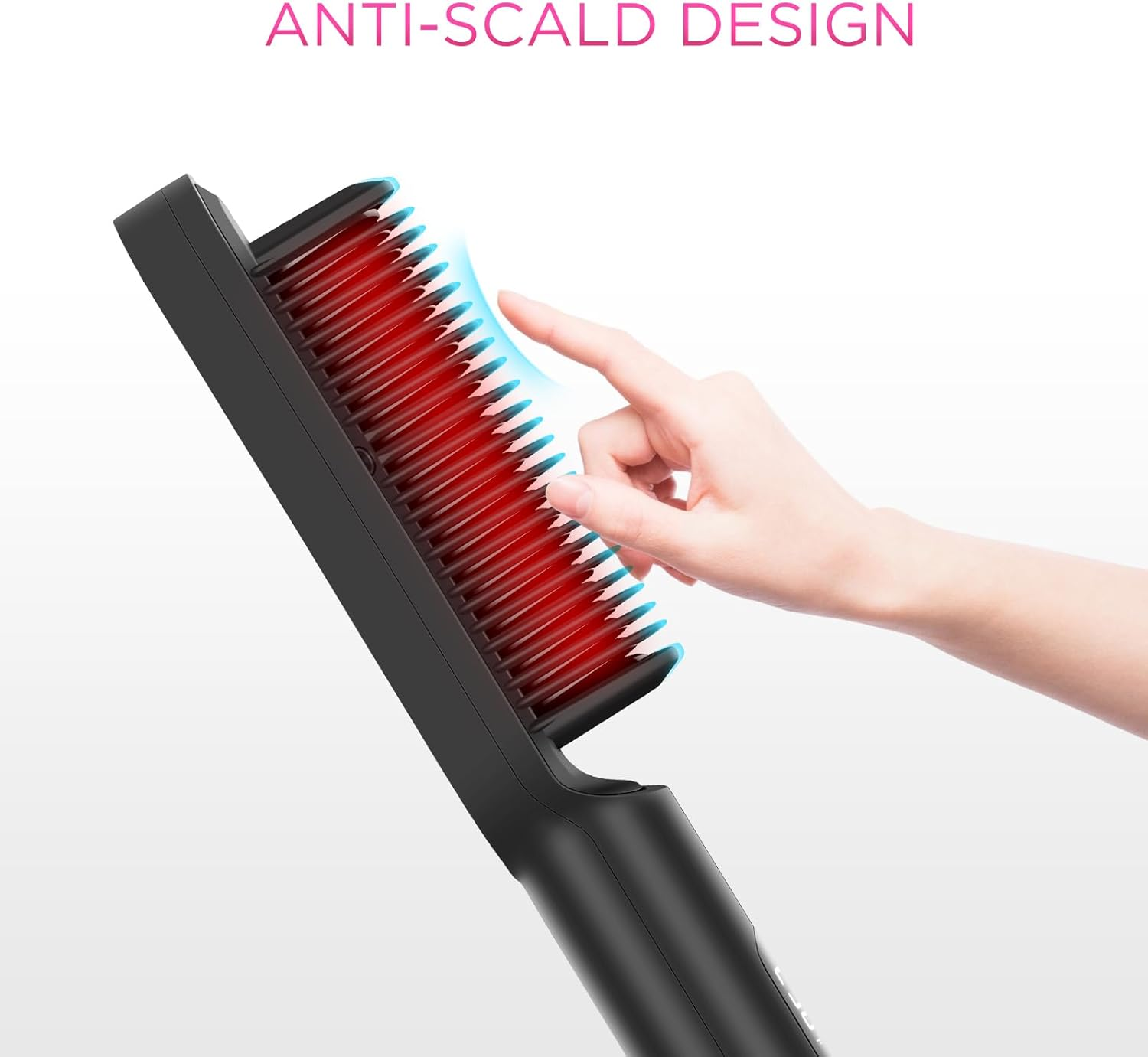 2 In1 Ionic Hair Straightener Brush, PARWIN PRO BEAUTY Hair Straightener Brush with 20S Fast Heating, Anti-Scald Design, 4 Heating Settings & LED Display, Keratin Ceramic Coating, Dual Voltage
