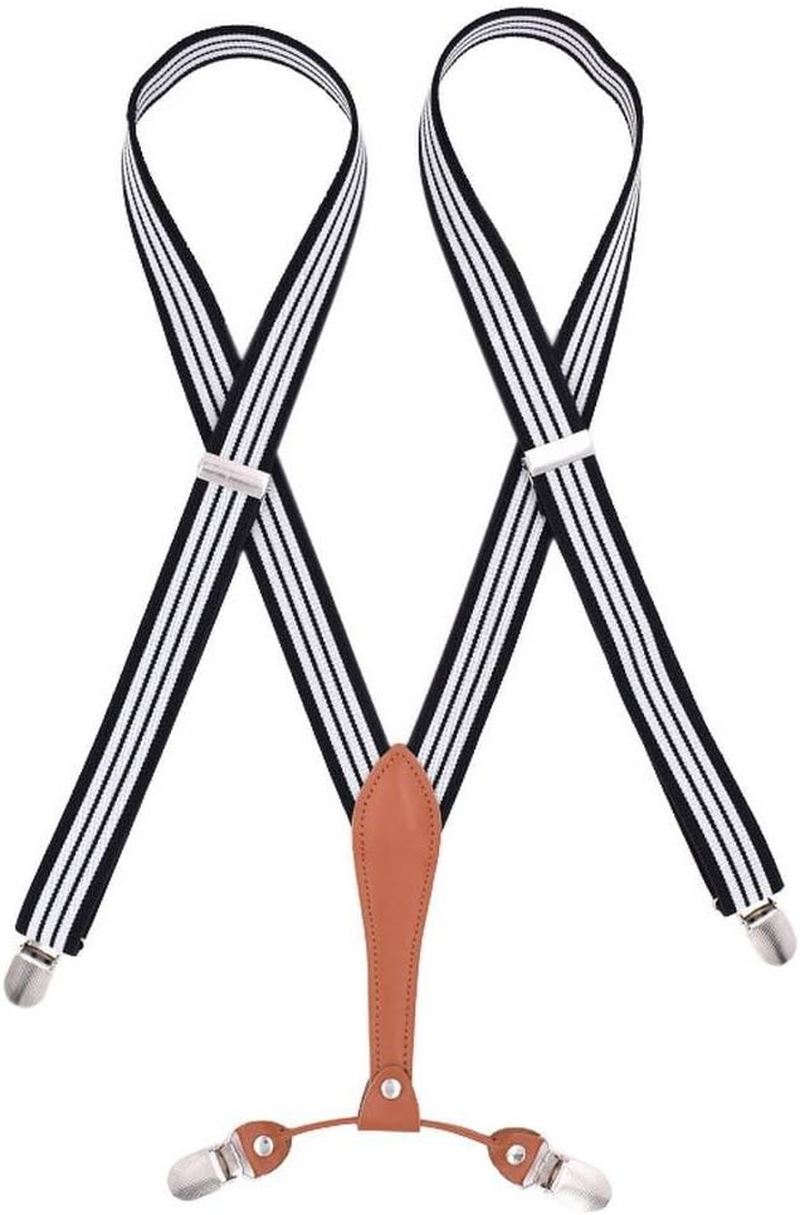 Bigood 25MM Adult Mens Lengthen Elastic Adjustable Braces Suspenders with 4 Clips
