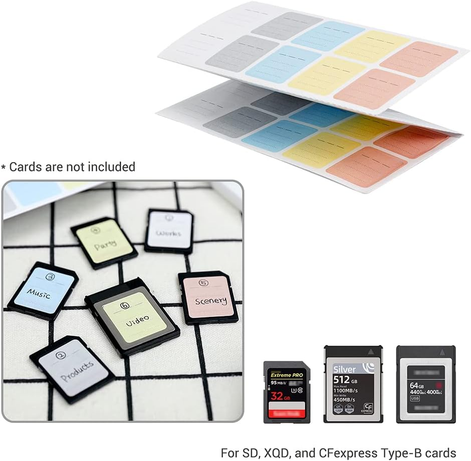 JJC 120 Memory Organized Label Stickers for SD, XQD, Cfexpress Type-B Cards image number 4