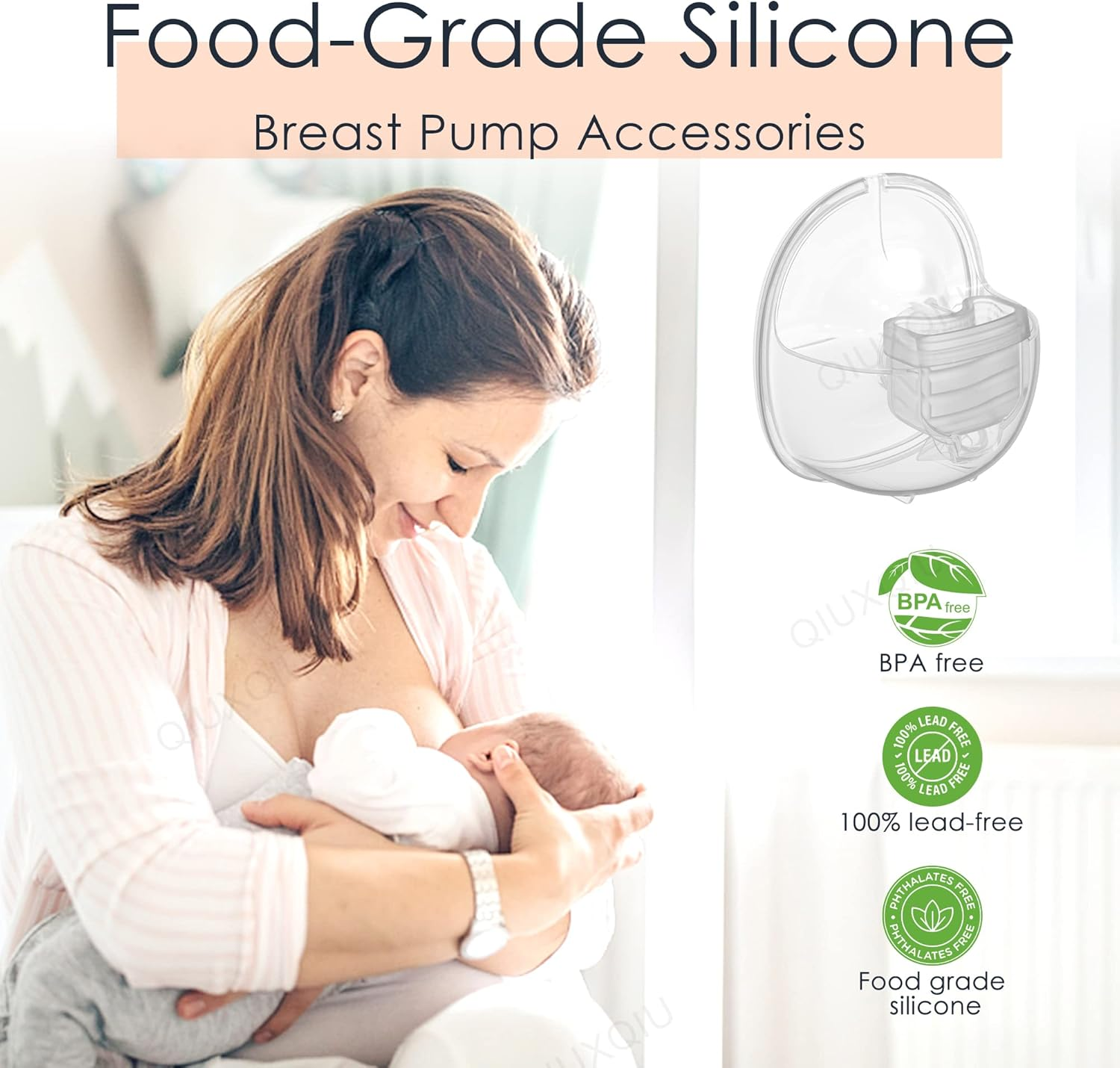 QIUXQIU Wearable Breast Pump Replacement Parts,Include Duckbill Valve, Silicone Diaphragm, 24Mm Flange, Milk Collector Cup,Compatible S21/S18 Breast Pump Accessories Breastfeeding Essentials for (1PCS 24MM KIT) image number 3