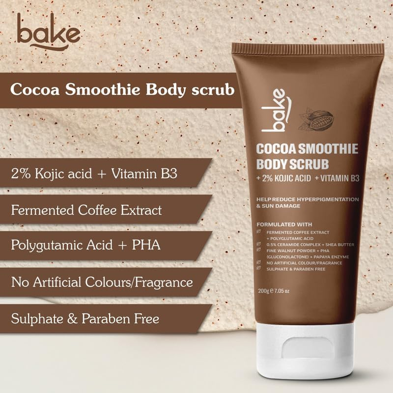 BAKE 2% Kojic Acid Coffee Smoothie Scrub Treatment (200G) with Niacinamide, Polyglutamic Acid & Ceramide Complex | for Pigmentation, Dark Spots & Tan Removal | Exfoliates & Brightens Underarms | For image number 4
