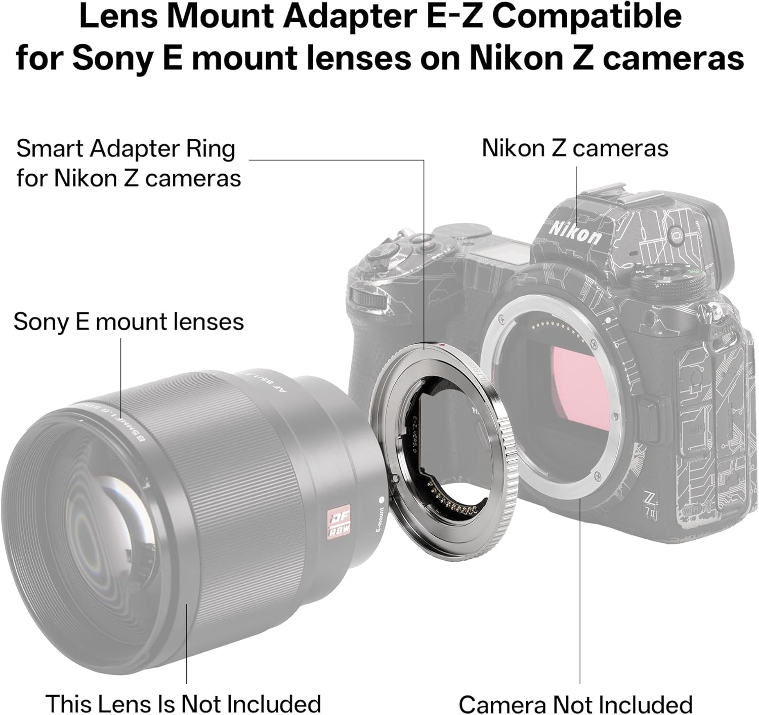 VILTROX E-Z Autofocus Lens Mount Adapter for Sony E Mount Lens to Z Cameras Z5 Z6 Z6II Z7 Z7II Z50 Zfc Z9 Zf Z3 &ndash; 4Mm Ultra-Thin, EXIF, Auto Aperture, Full Copper, USB-C Upgrade image number 6