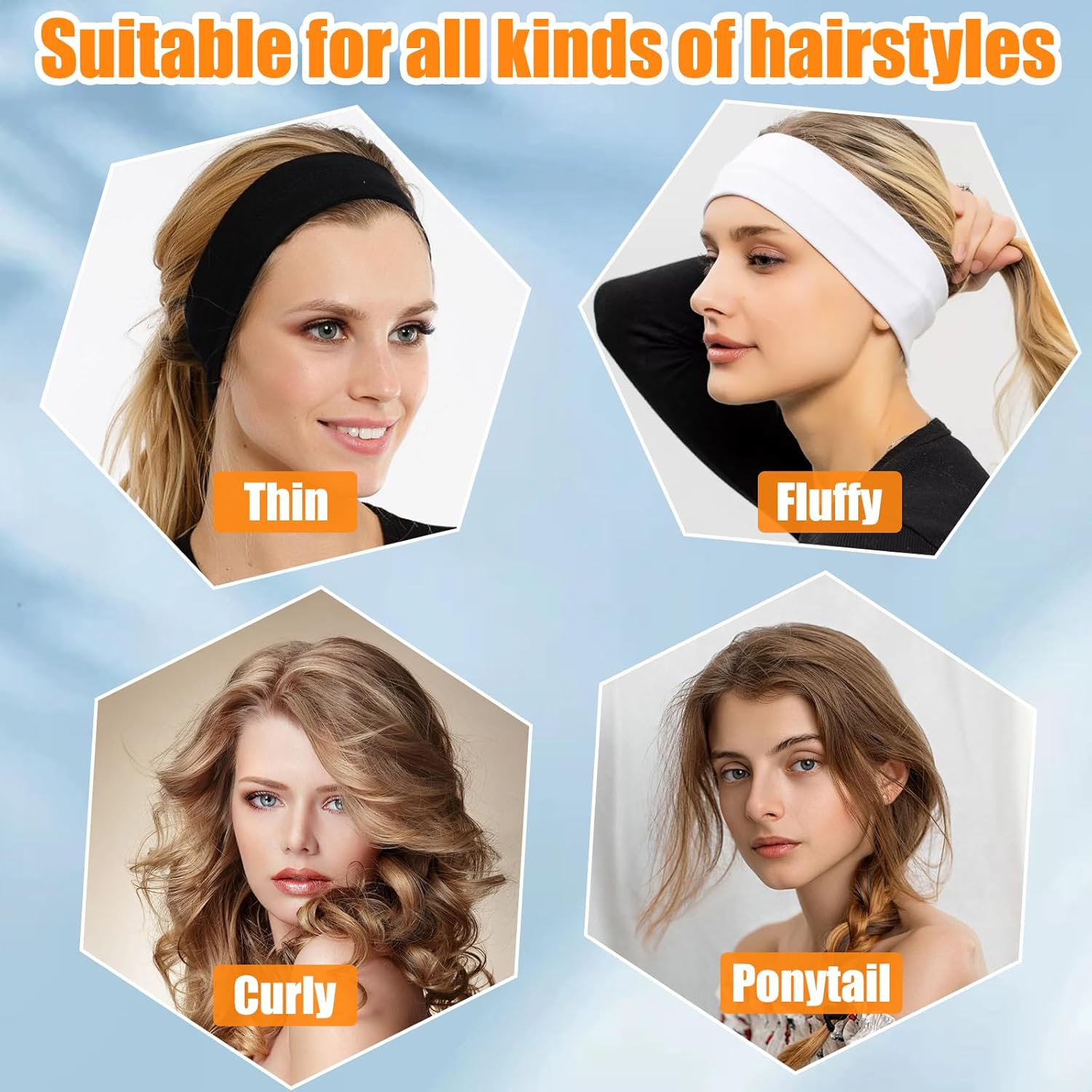 Pack of 6 Elastic Hair Bands, Wide Stretchy Women'S Fashionable Headband, 8.8 Cm Boho Soft Headband, Wide Headbands for Women, Yoga Hair Band, Women'S Wide, Hair Bands for Sports, Fitness, Running image number 2