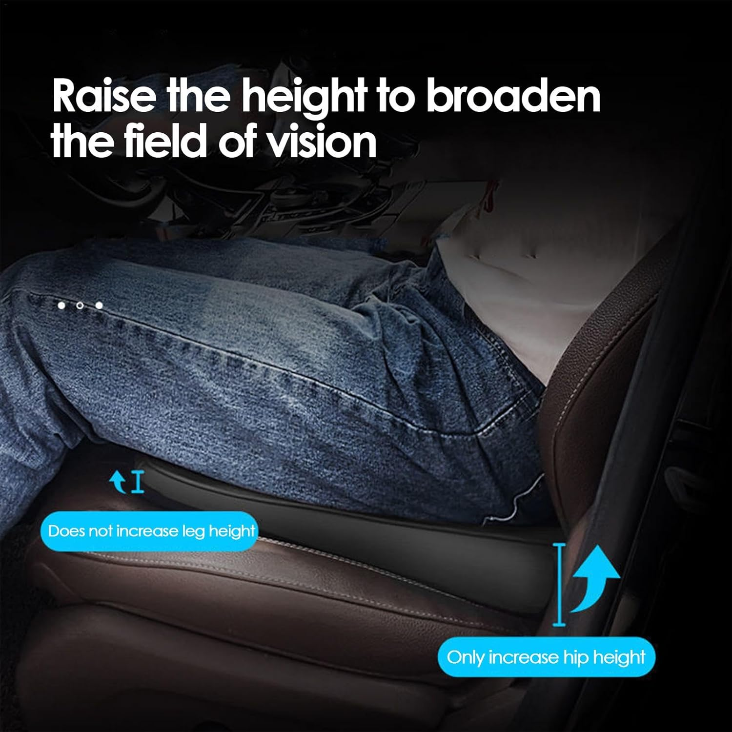 Car Seat Booster Seat for Adults, Wedge Seat Cushion for Car, Elevation Wedge Booster Seat Cushion Mat, Improved Driving Vision, Breathable Car Accessories for Small People, Drivers - A image number 5