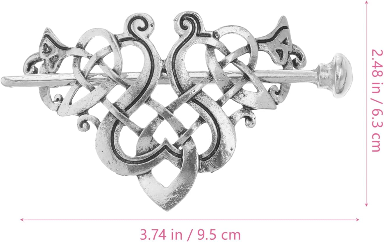 Minkissy Celtic Hair Clips Metal Viking Hair Pin Renaissance Accessories for Women Silver image number 2