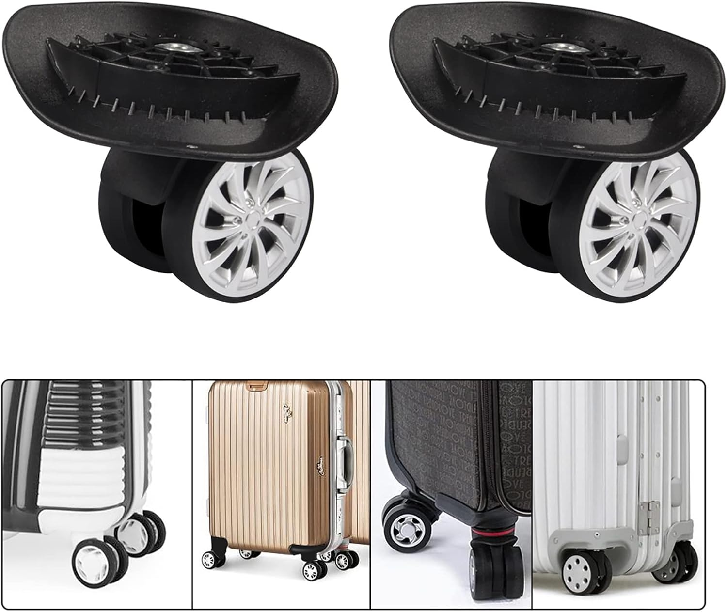 Luggage Suitcase Wheels, Swivel Wheel Replacement Luggage Travel Suitcase Wheels Plastic Beacircles Repair Set for Luggage Kits Pack image number 3