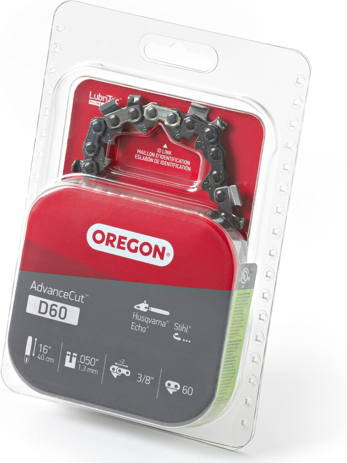 Oregon D60 Advancecut Replacement Chainsaw Chain for 16-Inch Guide Bars, 60 Drive Links, Pitch: 3/8", .050" Gauge, Fits Husqvarna, Echo, Stihl, Poulan, Craftsman and More image number 1