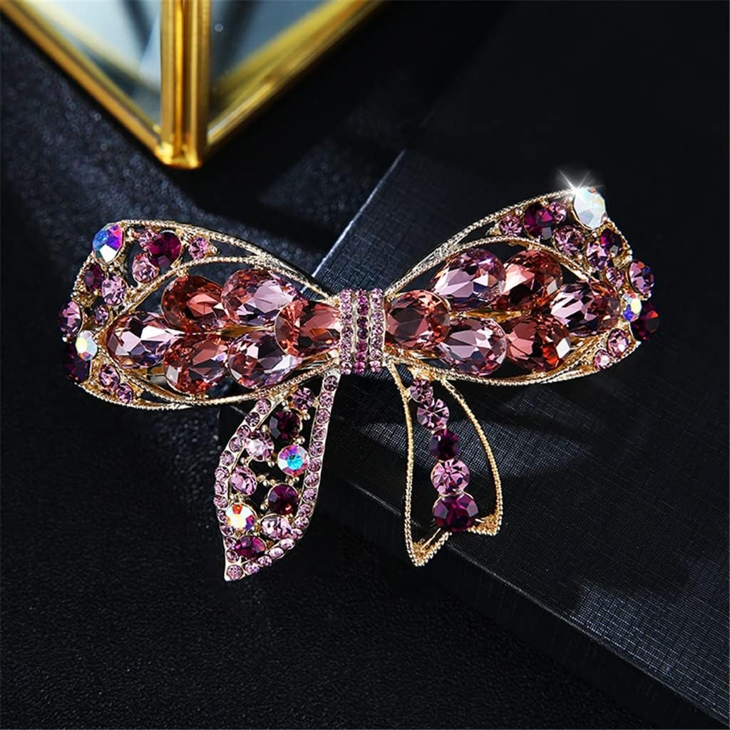 Rhinestone Hairpin,Crystal Barrette,Curl Hair Clip,Bow Hairpin One Word Clip Headdress Hair Accessories Hairpin Female Back Head Top Clip (Color : B, Size : 8.5 * 5.1Cm) image number 5