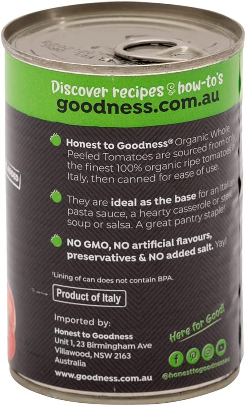 Honest to Goodness Organic Whole Peeled Tomatoes, 400 Grams - Sourced from 100% Organic Ripe Cherry Tomatoes in Italy. Burst of Rich and Sweet Goodness. image number 3