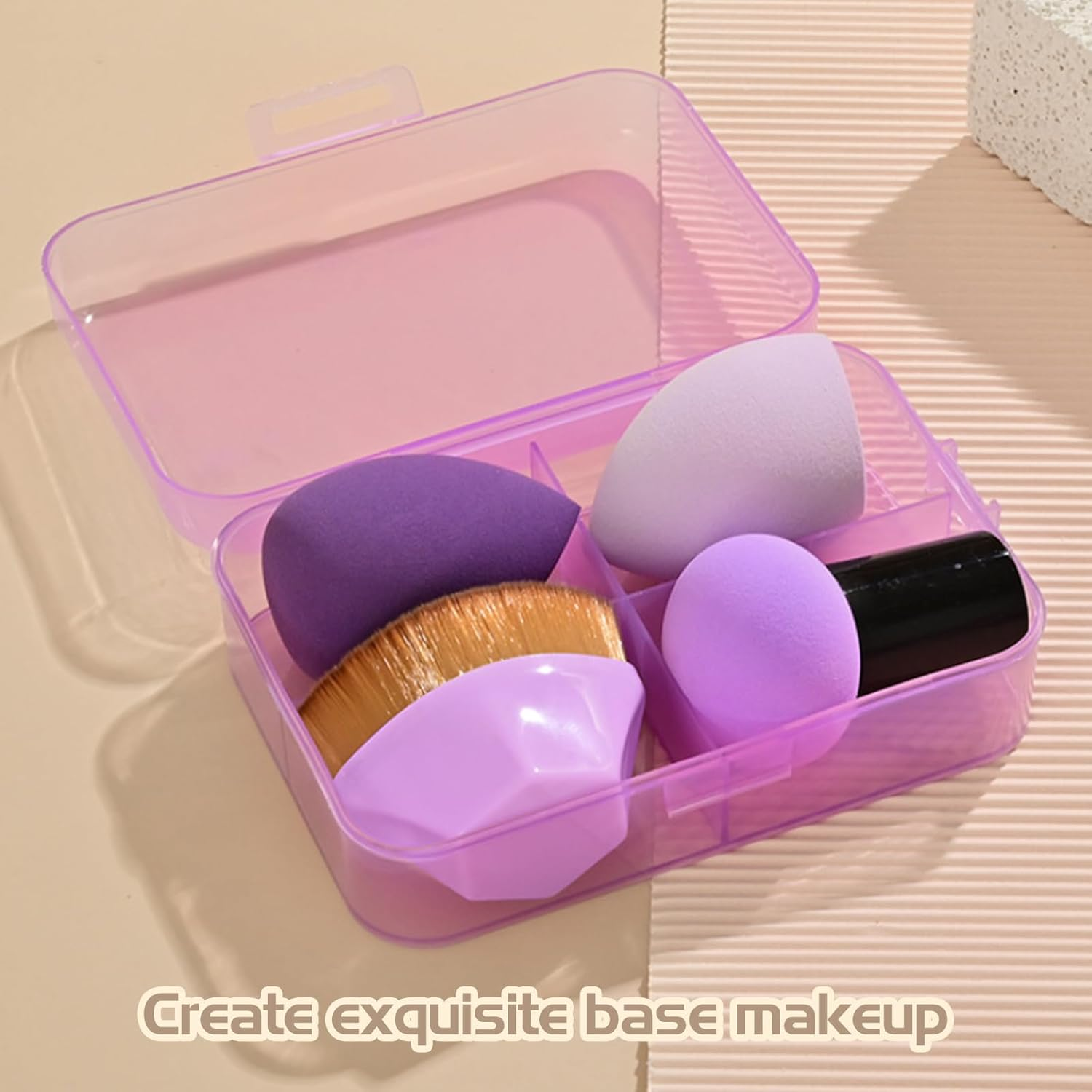 Makeup Brushes Set - 4 Piece Kabuki, Blush, and Concealer (Purple) image number 1